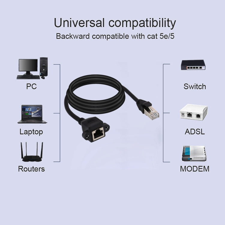 RJ45 Female to Male CAT5E Network Panel Mount Screw Lock Extension Cable, Length: 3m My Store