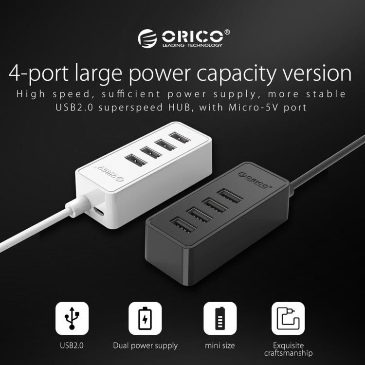 ORICO W5P-U2-100 USB 2.0 Desktop HUB with 100cm Micro USB Cable Power Supply My Store