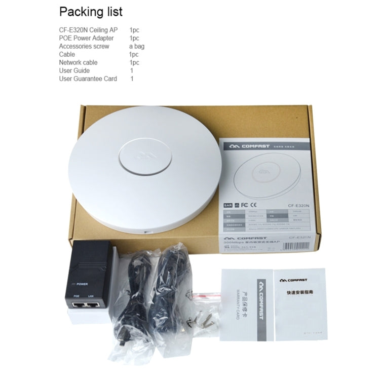 COMFAST CF-E320N MTK7620N 300Mbps/s UFO Shape Wall Ceiling Wireless WiFi AP / Repeater with 7 Colors LED Indicator Light & 48V POE Adapter, Got CE / ROHS / FCC / CCC Certification