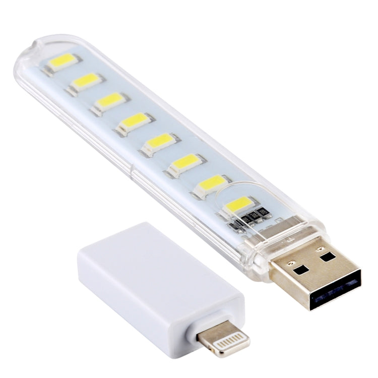 8LEDs 5V 200LM USB LED Book Light Portable Night Light, with 8 Pin Adapter My Store