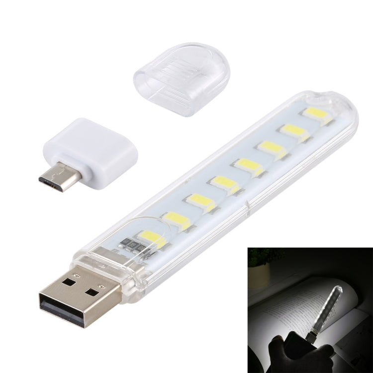 8LEDs 5V 200LM USB LED Book Light Portable Night Light, with Micro Adapter My Store