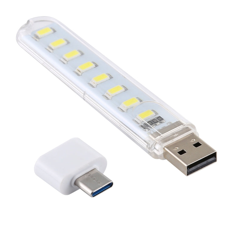 8LEDs 5V 200LM USB LED Book Light Portable Night Light, with Type-C Adapter My Store