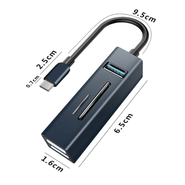 15102 5 in 1 USB-C / Type-C to USB3.0 + SD / TF Card Reader HUB Adapter