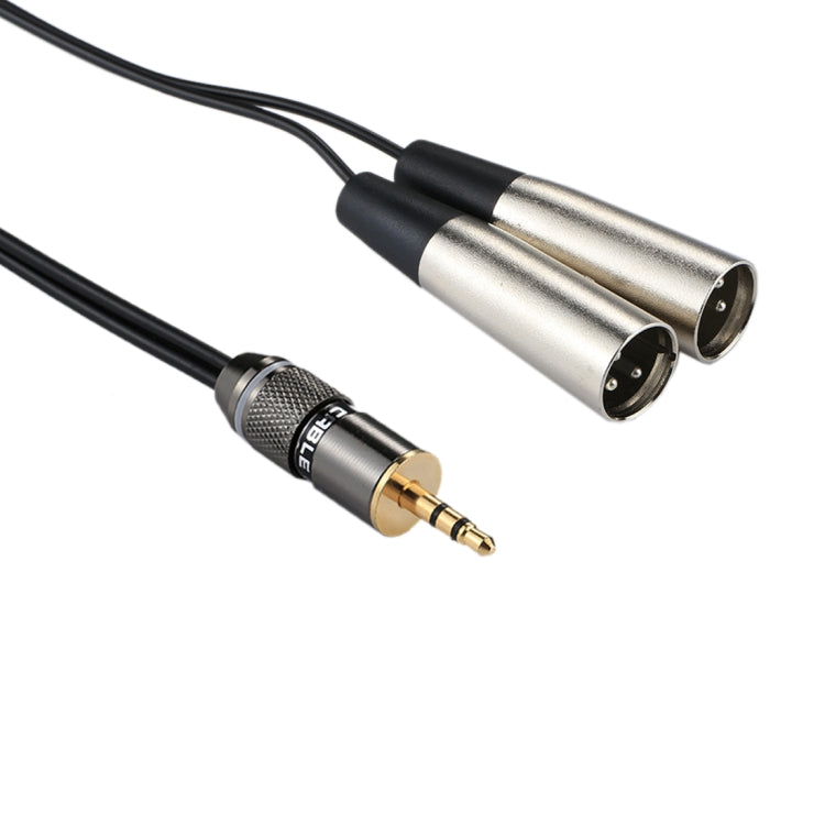 Metal Head 3.5mm Male to Aluminum Shell 2 x 3 Pin XLR CANNON Male Audio Connector Adapter Cable, Total Length: about 25cm My Store