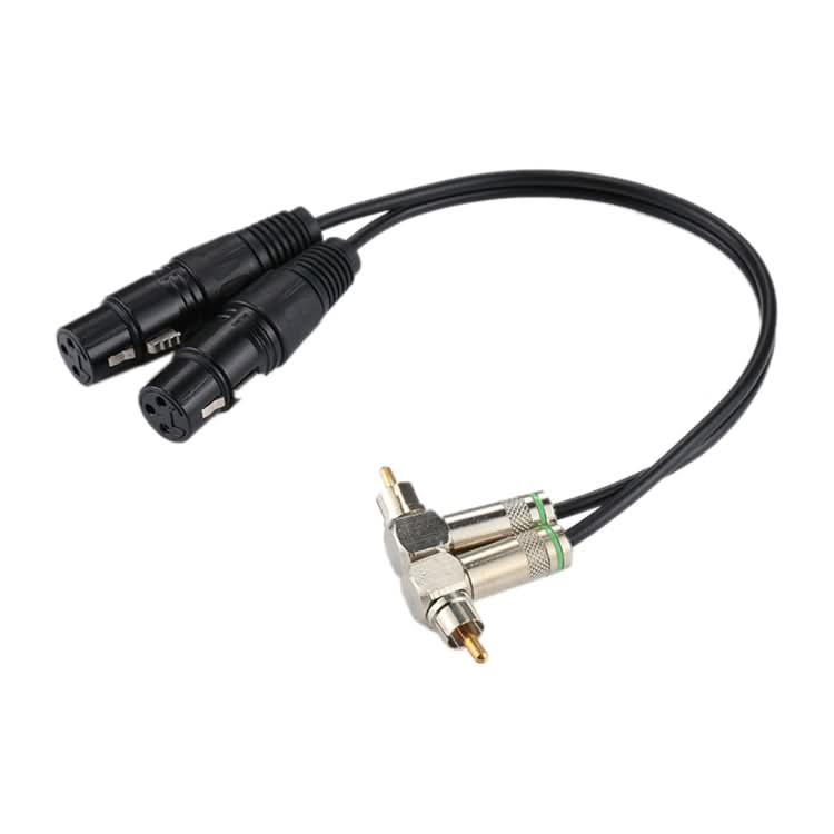 2 RCA Elbow Male to 2 x 3 Pin XLR CANNON Female Audio Connector Adapter Cable for Microphone / Audio Equipment, Total Length: about 34cm-Reluova