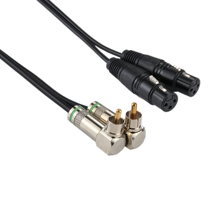 2 RCA Elbow Male to 2 x 3 Pin XLR CANNON Female Audio Connector Adapter Cable for Microphone / Audio Equipment, Total Length: about 34cm-Reluova