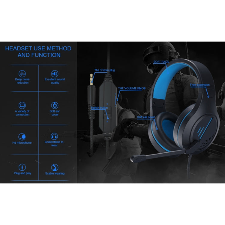 SADES MH601 3.5mm Plug Wire-controlled Noise Reduction E-sports Gaming Headset with Retractable Microphone, Cable Length: 2.2m My Store