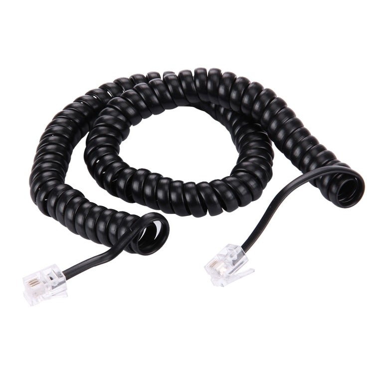 4 Core Male to Male RJ11 Spring Style Telephone Extension Coil Cable Cord Cable, Stretch Length: 3m(Black) My Store