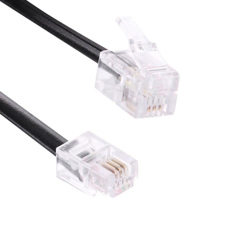 4 Core Male to Male RJ11 Spring Style Telephone Extension Coil Cable Cord Cable, Stretch Length: 3m(Black)