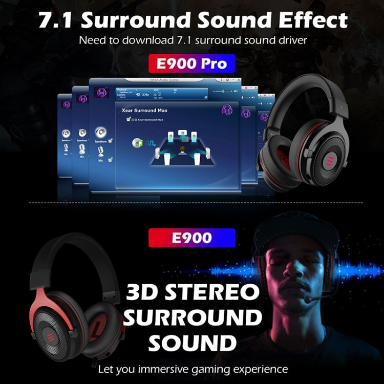 EKSA E900 Pro 7.1 Gaming Wire-Controlled Head-mounted USB Luminous Gaming Headset with Microphone My Store