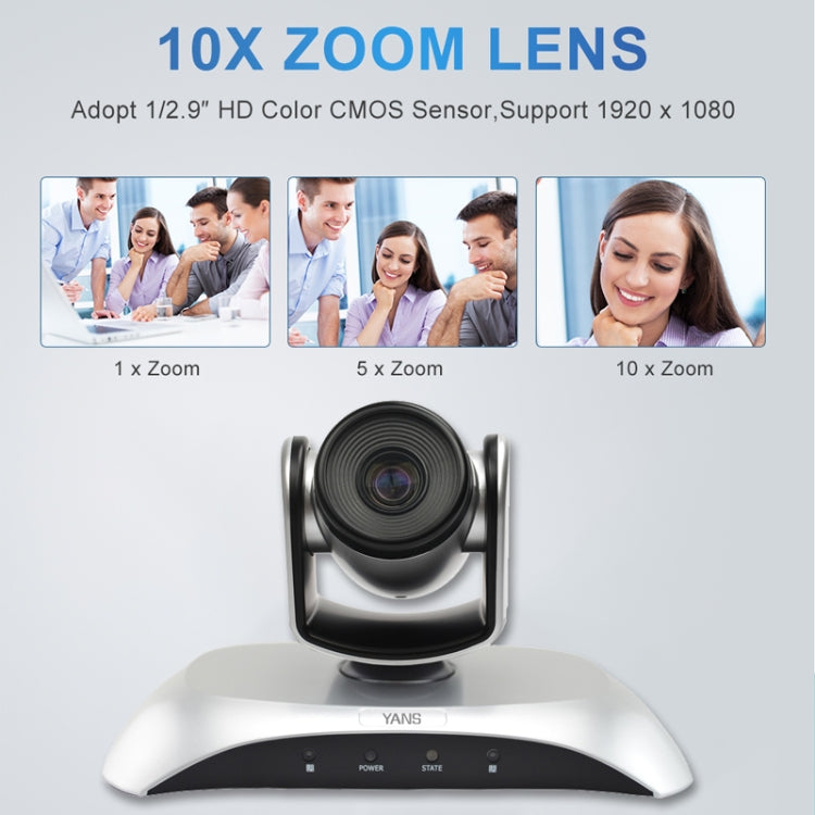 YANS YS-H110UH USB HD 1080P 10X Zoom Wide-Angle Video Conference Camera with Remote Control