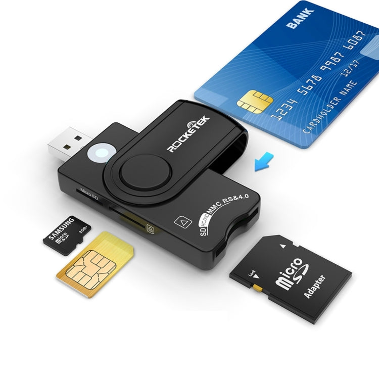 ROCKETEK CR310 USB 2.0 + TF Card + SD Card + SIM Card + Smart Card Multi-function Card Reader My Store