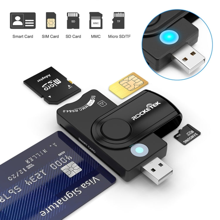 ROCKETEK CR310 USB 2.0 + TF Card + SD Card + SIM Card + Smart Card Multi-function Card Reader My Store