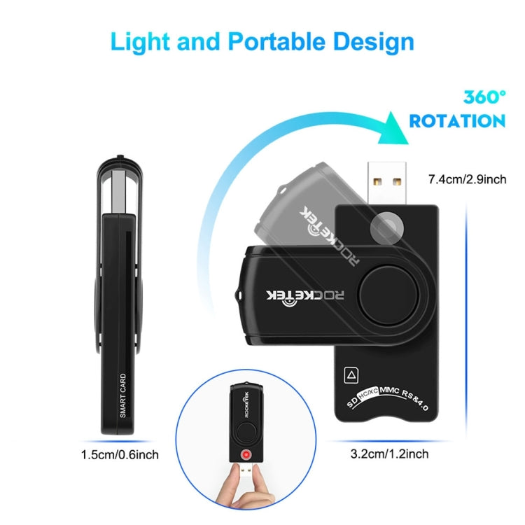 ROCKETEK CR310 USB 2.0 + TF Card + SD Card + SIM Card + Smart Card Multi-function Card Reader My Store