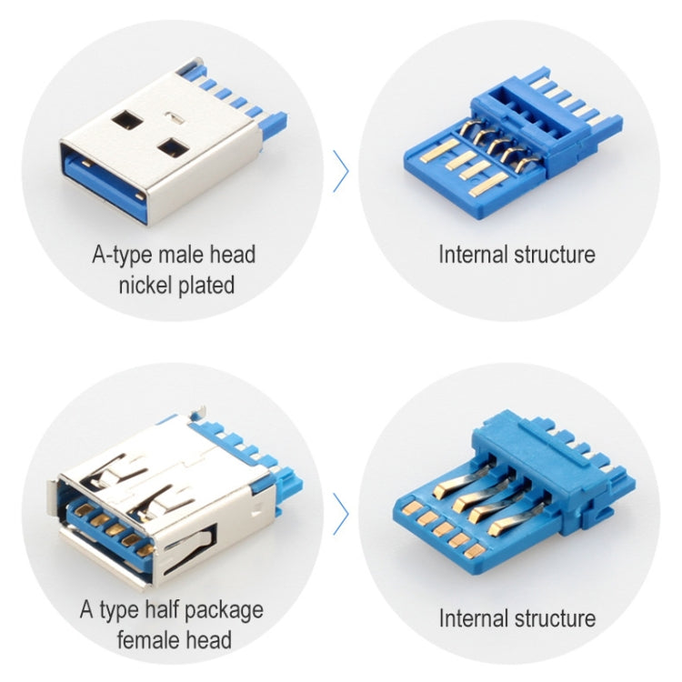 USB 3.0 Male to Female Extension Cable with Screw Nut, Cable Length: 30cm