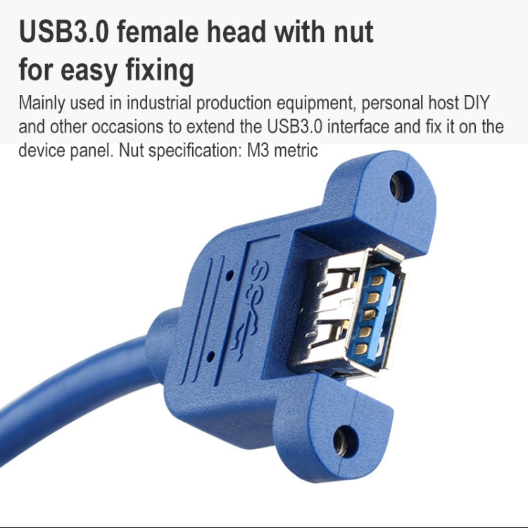 USB 3.0 Male to Female Extension Cable with Screw Nut, Cable Length: 30cm My Store