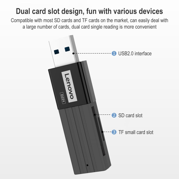 Original Lenovo D221 2 in 1 480Mbps USB 2.0 Card Reader My Store