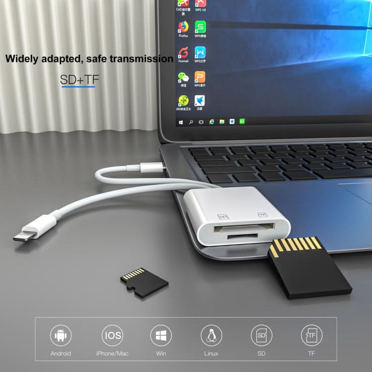 NK-101Y ST Pro 8 Pin + USB-C / Type-C to SD / TF Card Camera Adapter