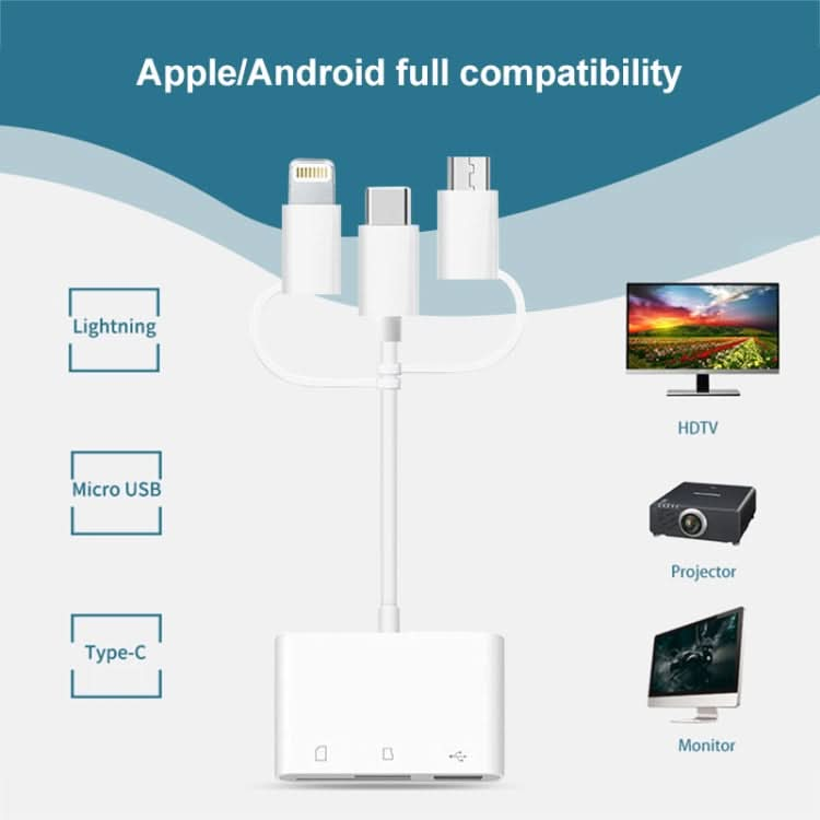 NK 103T 8 Pin + USB-C / Type-C + Micro USB to USB + SD / TF Card Camera Adapter