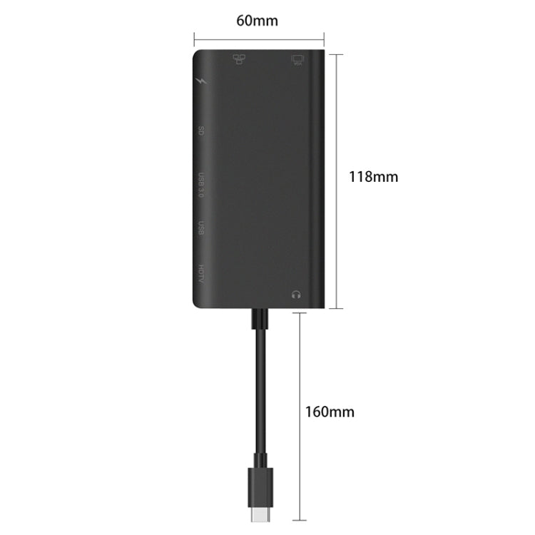 Onten 9591BD 8 in 1 USB-C / Type-C to PD USB-C / Type-C Charging + 100M Ethernet Port + Dual USB 3.0 + HDMI + VGA + SD Card Slot + 3.5mm AUX HUB My Store