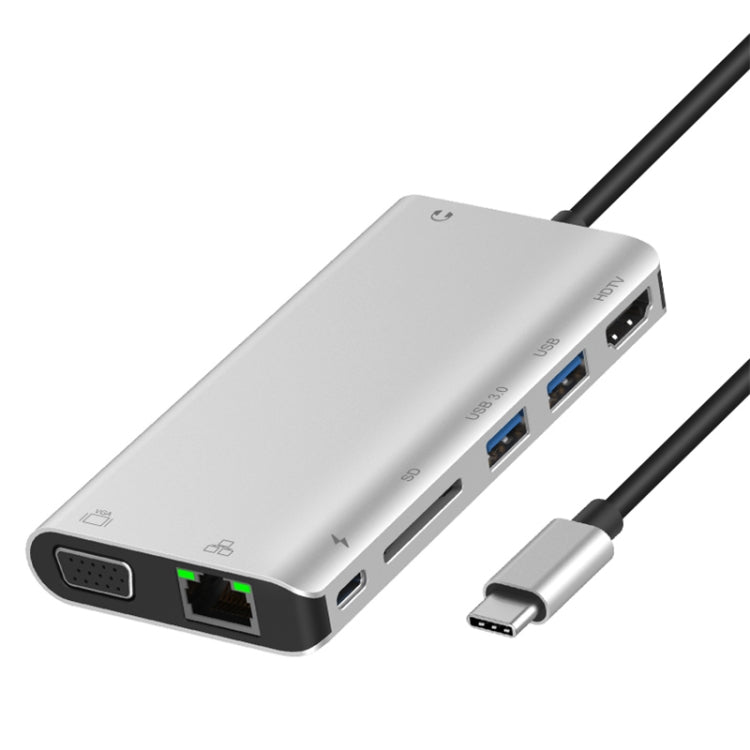 Onten 9591BD 8 in 1 USB-C / Type-C to PD USB-C / Type-C Charging + 100M Ethernet Port + Dual USB 3.0 + HDMI + VGA + SD Card Slot + 3.5mm AUX HUB My Store