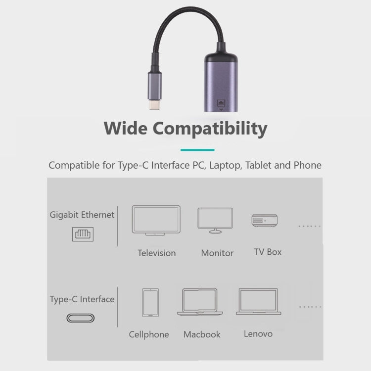 USB-C / Type-C Male to 100M RJ45 Female Adapter Cable