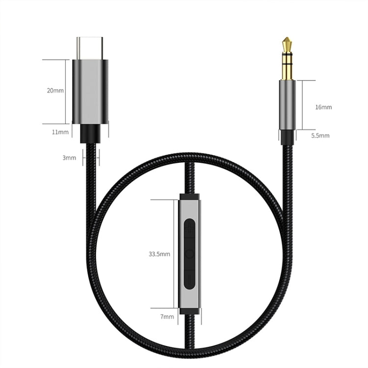 TA131-R1 USB-C / Type-C Male to 3.5mm AUX Male Earphone Adapter Cable with Wire Control, Cable Length: 1.2m My Store