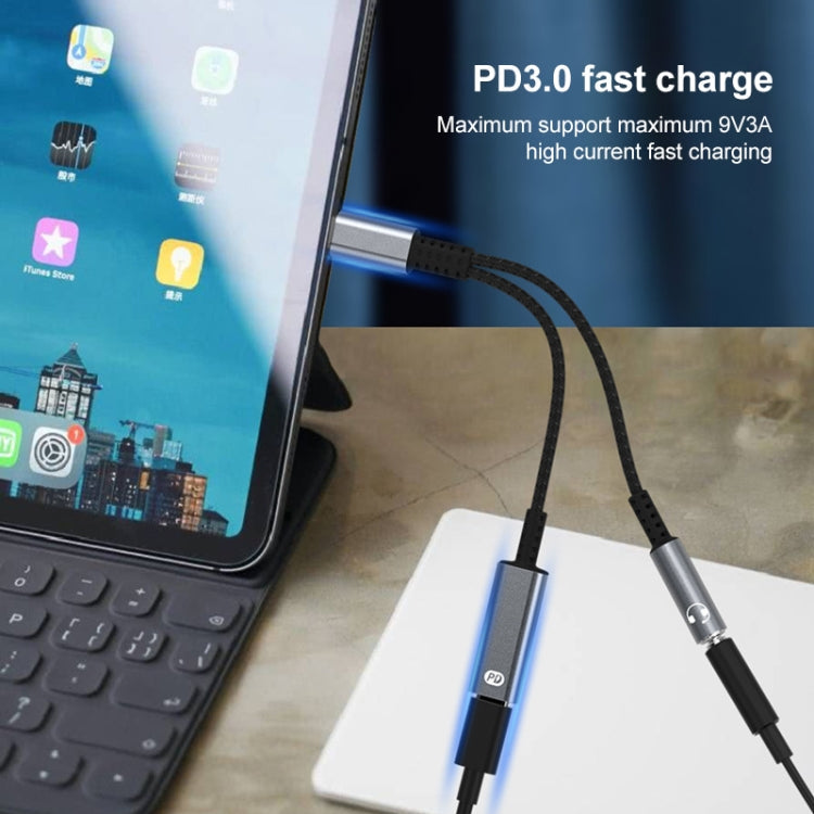 A15-1 USB-C / Type-C Male to PD 30W USB-C / Type-C Charging + 3.5mm Audio Female Earphone Adapter My Store