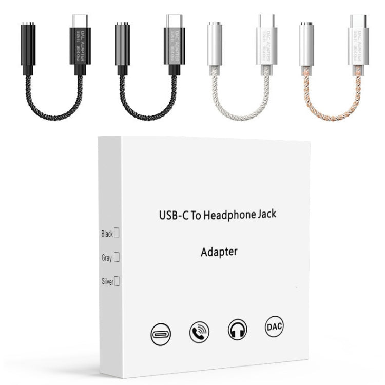 TA12-R2 USB-C / Type-C Male to 3.5mm Audio Female 8-strand Single Crystal Copper Braid Earphone Adapter