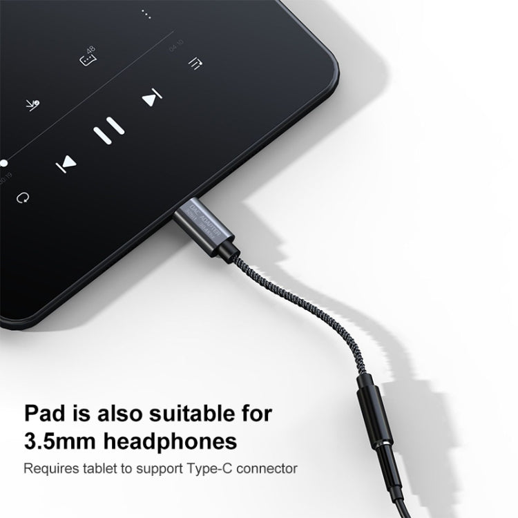 TA12-R2 USB-C / Type-C Male to 3.5mm Audio Female 8-strand Single Crystal Copper Braid Earphone Adapter