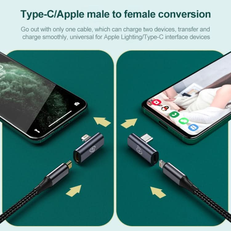 8 Pin Male to USB-C/Type-C Female Elbow Adapter