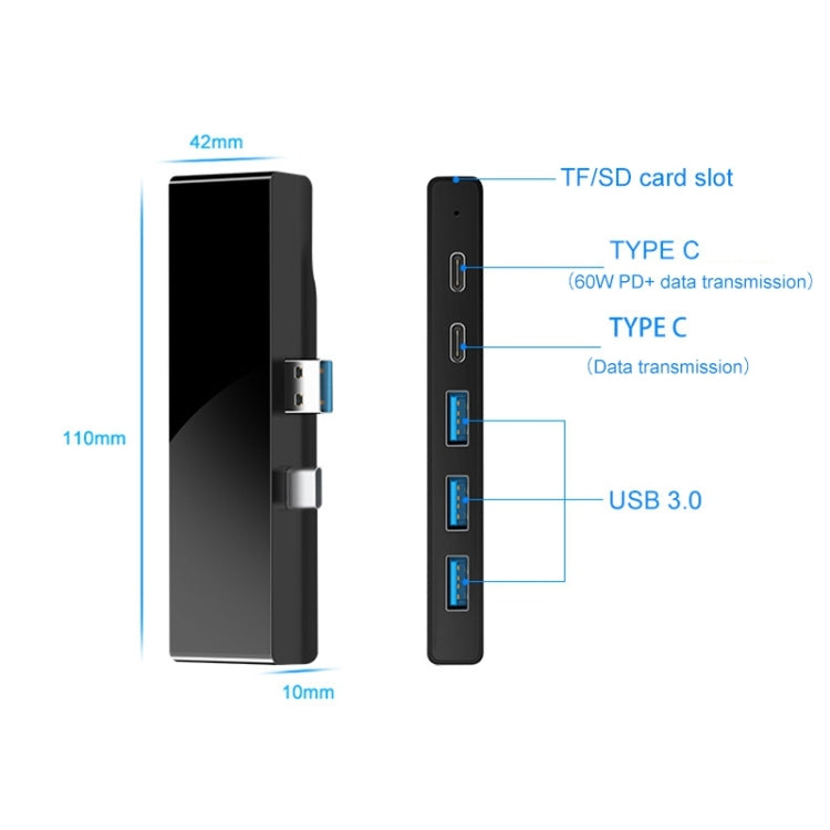 Rocketek SH867 USB 3.0 x 3 + Type-C x 2 HUB Adapter