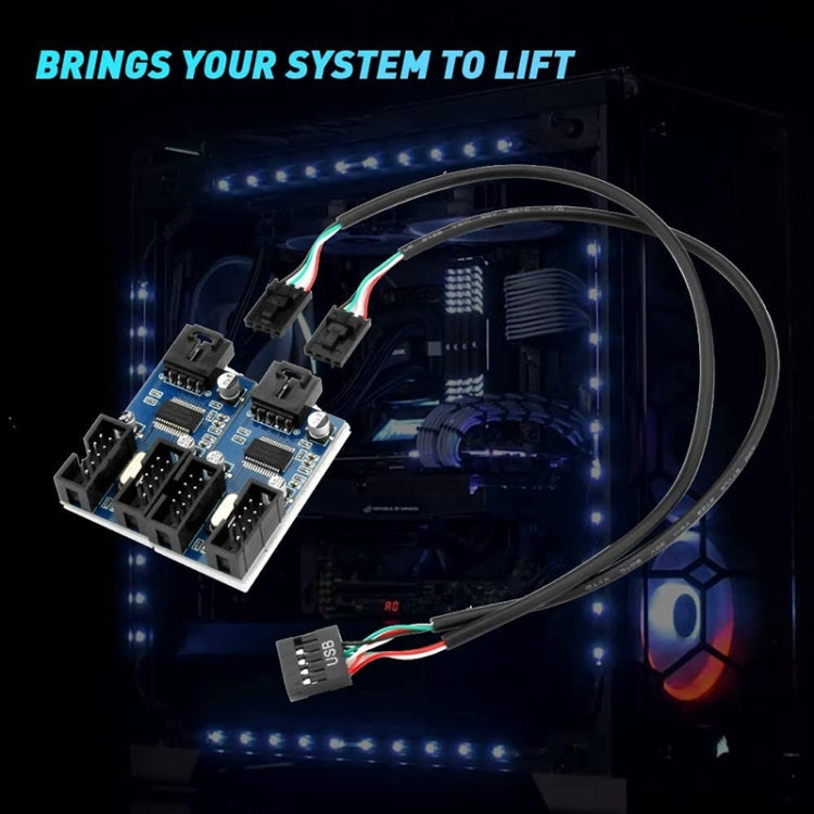 Rocketek HC427 9 Pin USB2.0 HUB Adapter One-to-Two Splitter Circuit Board