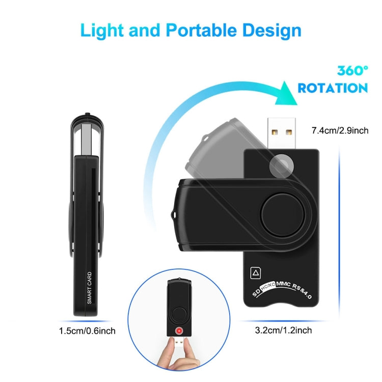 Rocketek CR310-B USB3.0 Multi-function IC Smart Card / SD / TF / SIM Card Reader