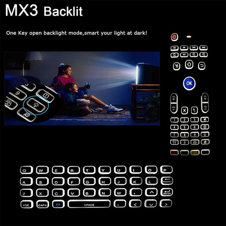 MX3-L White Backlit Version 2.4GHz Fly Air Mouse Wireless Keyboard Remote Control My Store