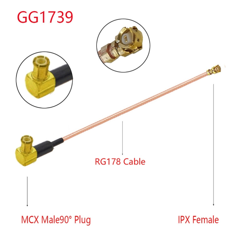 IPX Female to GG1739 MCX Male Elbow RG178 Adapter Cable, Length: 15cm