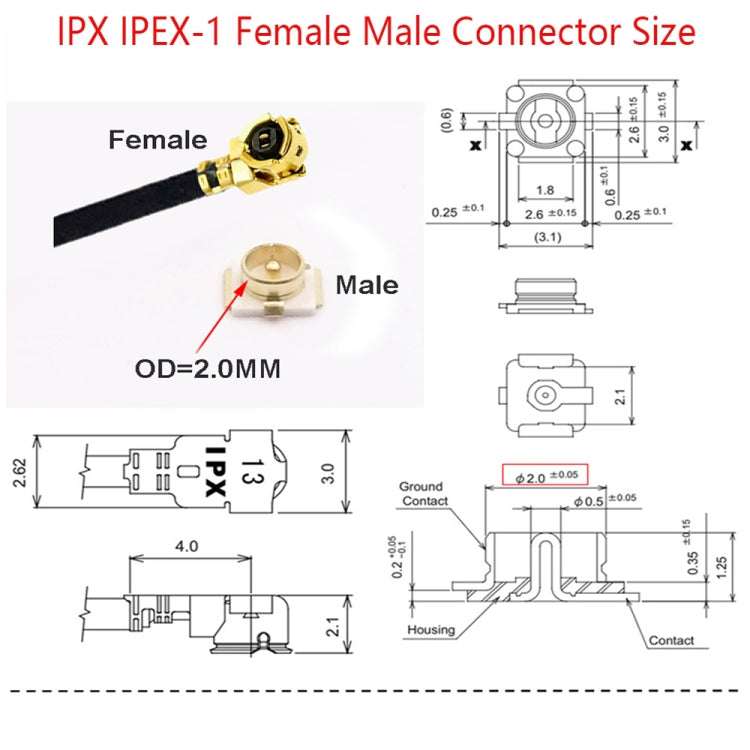 IPX Female to RP-SMA Female RG178 Adapter Cable, Length: 15cm