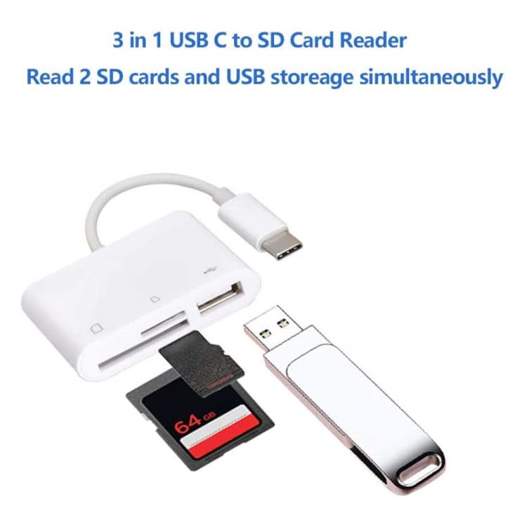 NK103TC 3 in 1 USB-C / Type-C Male to SD + TF + USB Female Camera Reader