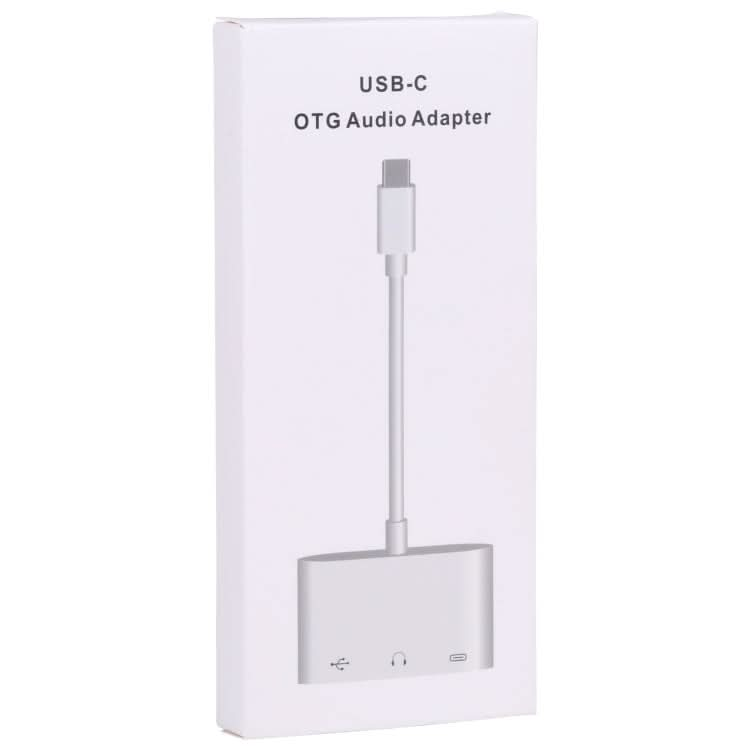 3 in 1 USB-C / Type-C Male to Type-C + USB + 3.5mm Female OTG Adapter