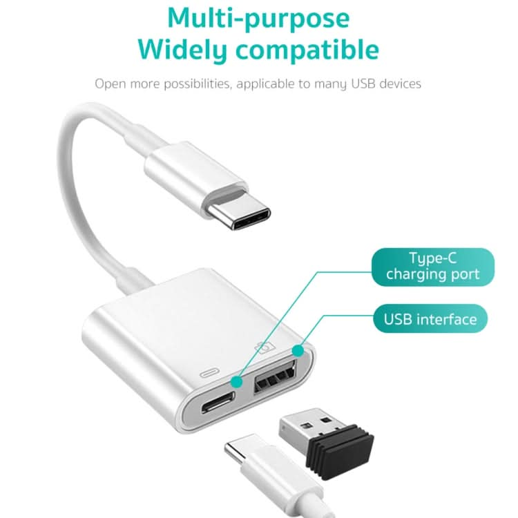 S-211 2 in 1 USB-C / Type-C Male to Type-C + USB Female Camera Adapter