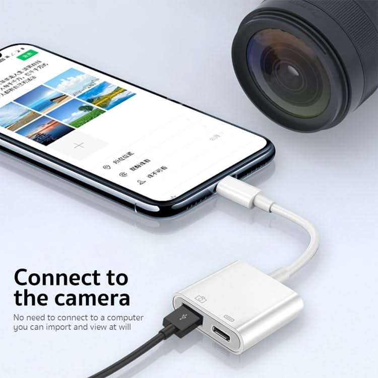 S-211 2 in 1 USB-C / Type-C Male to Type-C + USB Female Camera Adapter