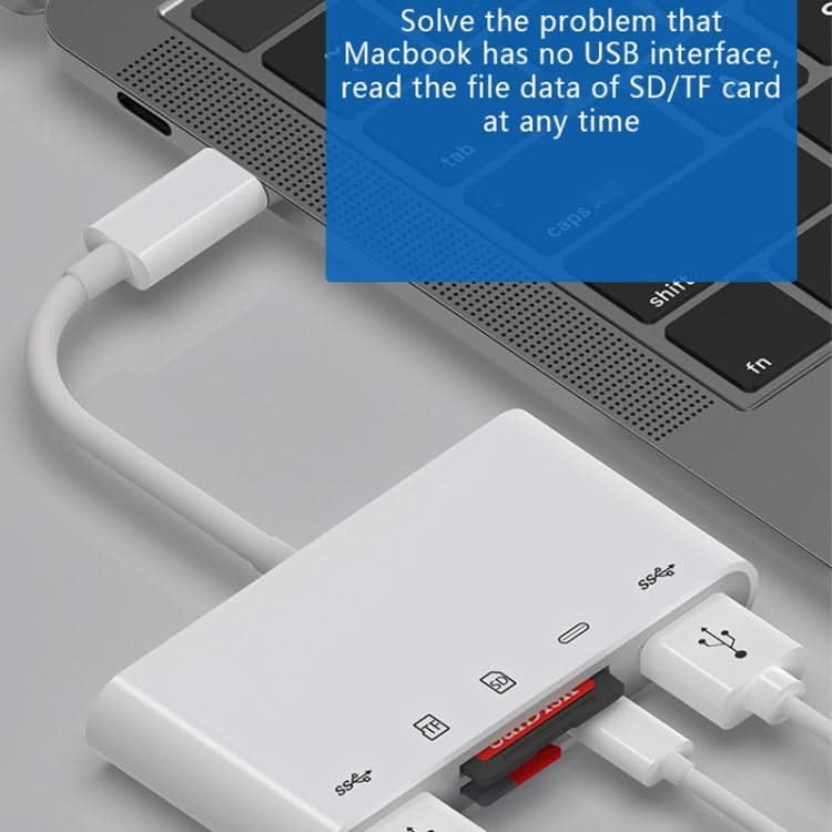 NK-1032TC 5 in 1 USB-C Male to SD / TF / 2xUSB / Type-C Female Adapter