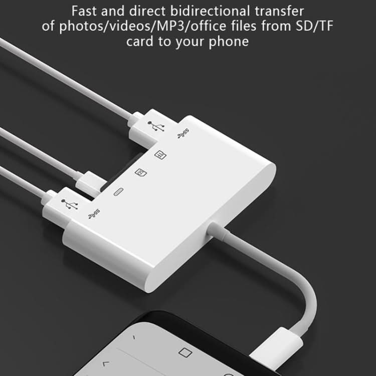 NK-1032TC 5 in 1 USB-C Male to SD / TF / 2xUSB / Type-C Female Adapter