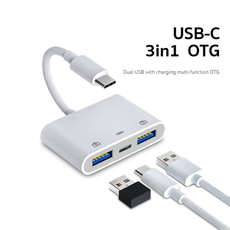 S-202 3 in 1 USB-C / Type-C Male to Type-C + 2 x USB Female Camera Adapter