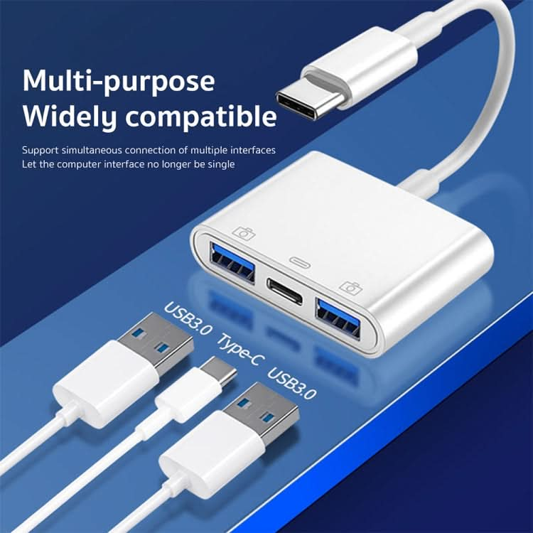 S-202 3 in 1 USB-C / Type-C Male to Type-C + 2 x USB Female Camera Adapter