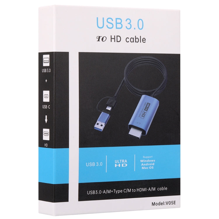 V05E USB 3.0 + USB-C / Type-C to HDMI Adapter Cable My Store