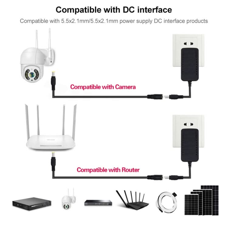 DC 5.5 x 2.1 To 7.0 Female DC Power Connection Cable, Length: 5m Reluova