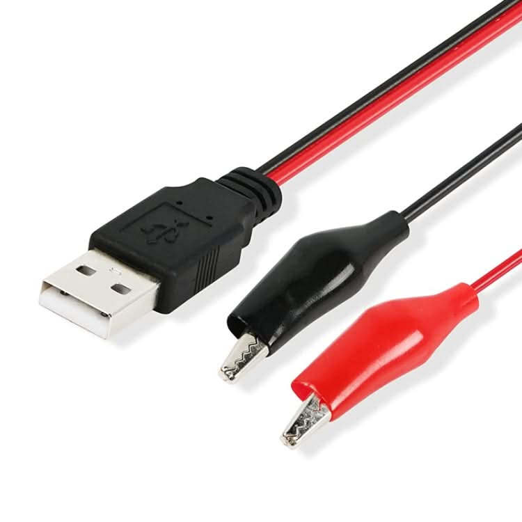 USB-A Male To 2 x Crocodile Clip Power Connection Extension Cable, Length: 0.5m Reluova