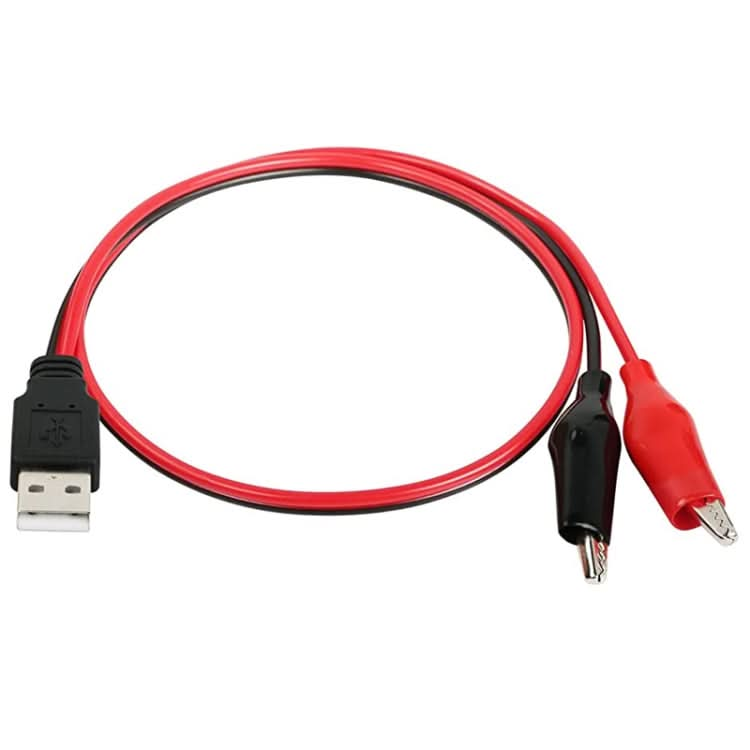 USB-A Male To 2 x Crocodile Clip Power Connection Extension Cable, Length: 0.5m Reluova