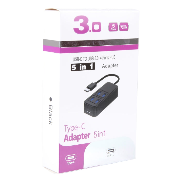 BYL-1901T 5 in 1 USB-C / Type-C to USB3.0x4+USB-C / Type-C HUB Adapter My Store